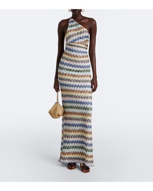 Missoni White One-Shoulder Lame Gown