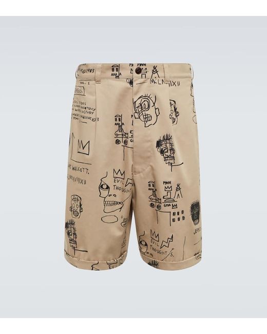 Junya Watanabe Natural X Basquiat Printed Cotton Shorts for men