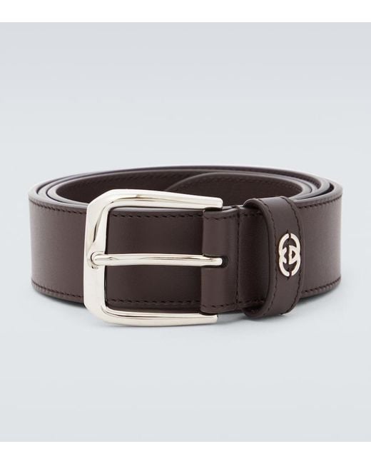 Gucci Brown Interlocking G Leather Belt for men
