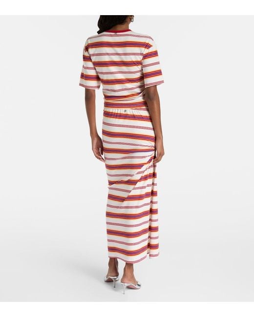 Rabanne Gathered Striped Cotton-Blend T-Shirt