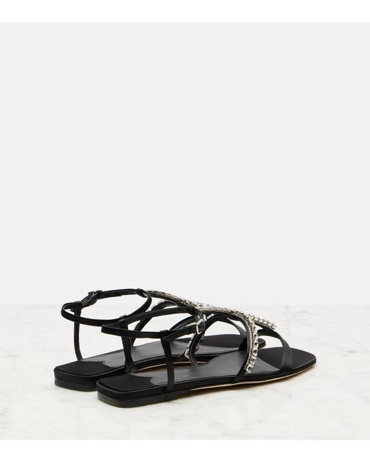 Jimmy Choo Black Sandalen Gwyn Aus Satin Mit Kristallen
