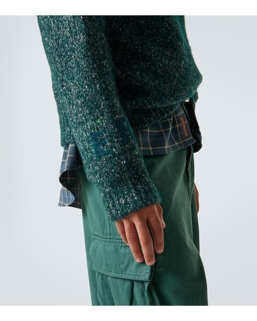 ERL Green Alpaca, Wool, And Cotton-Blend Sweater for men