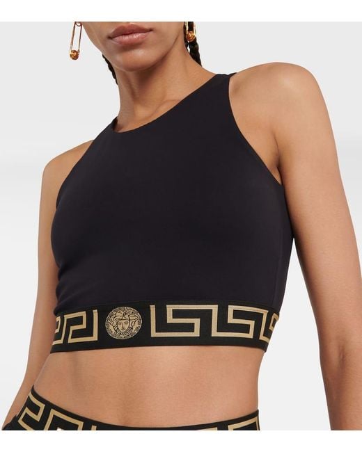 Soutien-gorge noir à motif à clé grecque Versace en coloris Black