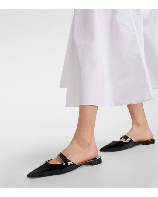 Manolo Blahnik Black Camparimu Patent Leather Mules