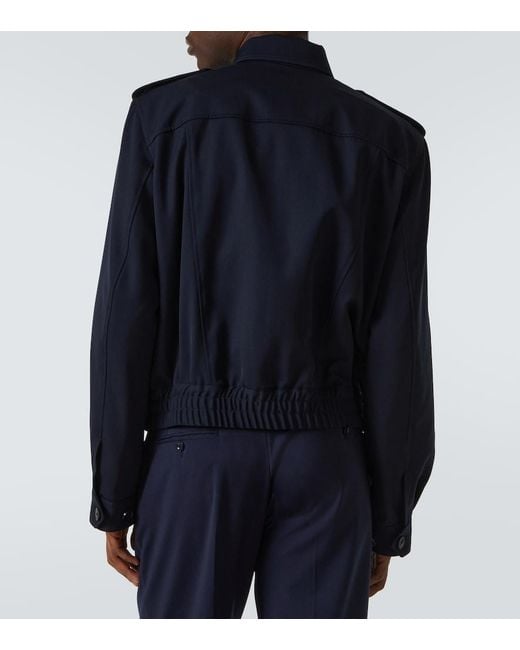 Dries Van Noten Blue Wool Gabardine Jacket for men