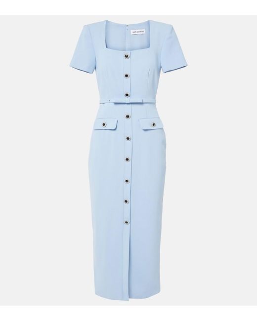 Self-Portrait Blue Midi Crãªpe Dress