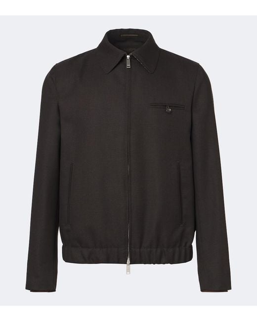 Slowear Black Virgin Wool Blouson Jacket for men