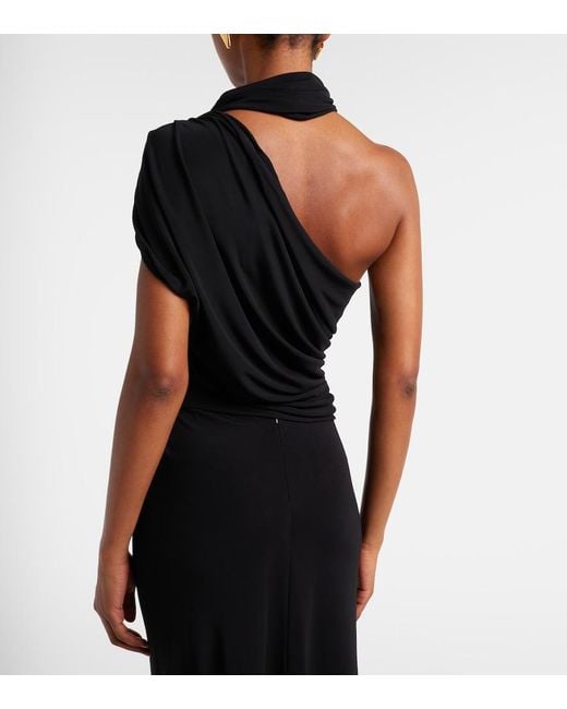 Christopher Esber Black Embellished Draped Jersey Top