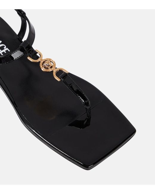 Versace Black Sandalen V2025 Chain Aus Leder