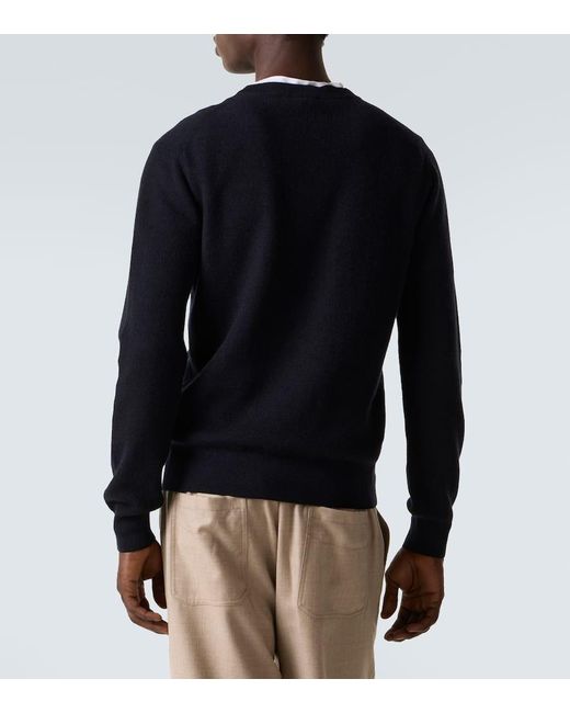 Brioni Blue Cashmere And Wool Sweater for men