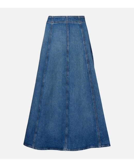 Ulla Johnson Blue Uma Denim Midi Skirt