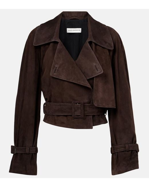 Nour Hammour Black Hatti Cropped Suede Jacket