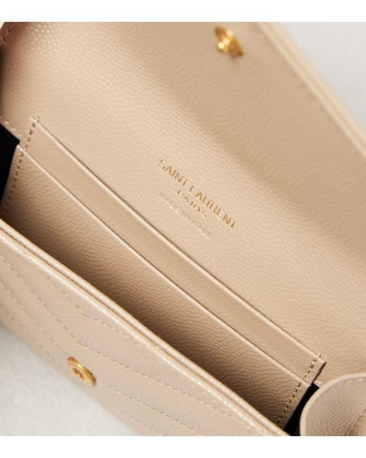Saint Laurent Natural Monogram Small Leather Wallet