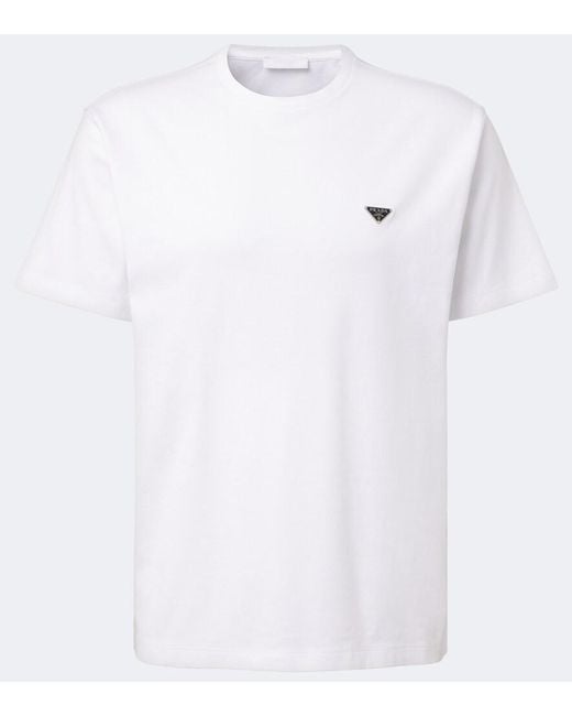 Prada White Logo Cotton Jersey T-Shirt for men