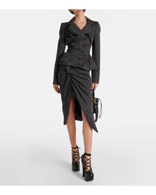 Blazer raye en laine et coton Vivienne Westwood en coloris Black