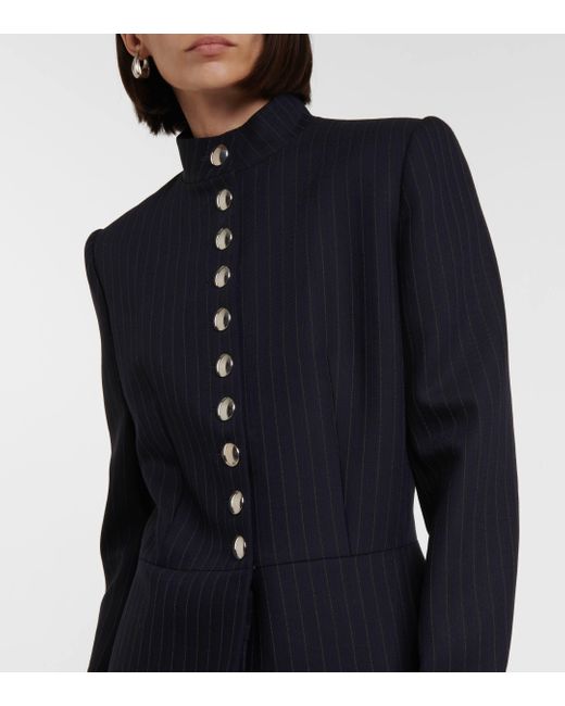 Khaite Blue Samuel Chalk Stripe Wool-blend Jacket