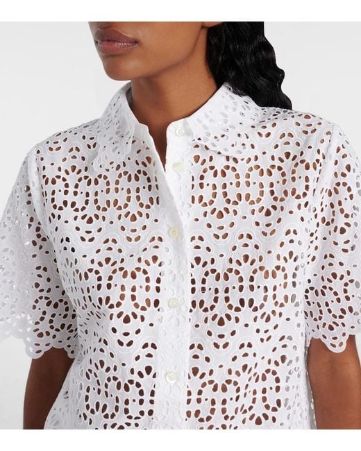 FRAME White The Deco Eyelet Cotton Shirt