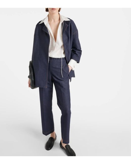 Max Mara Blue Leisure Visone Cotton-blend Jersey Jacket
