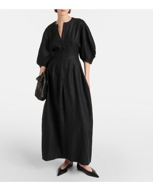 Faithfull The Brand Black Soleil Linen Maxi Dress
