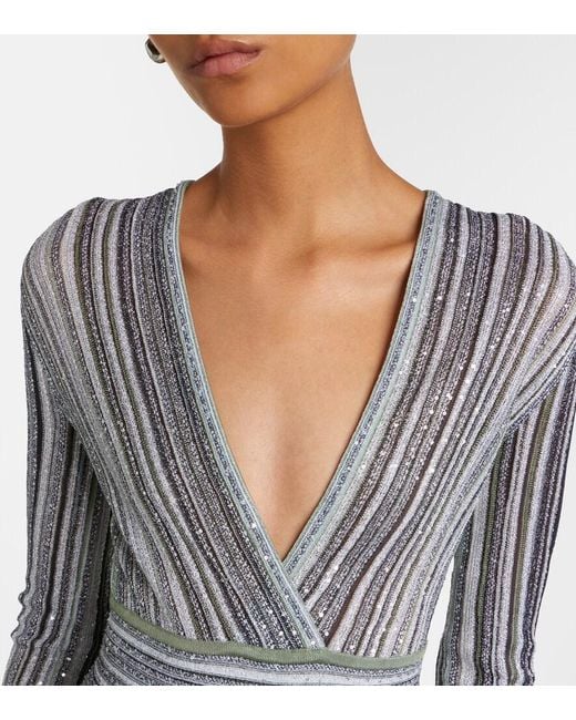 Missoni Gray Striped Lame Maxi Dress
