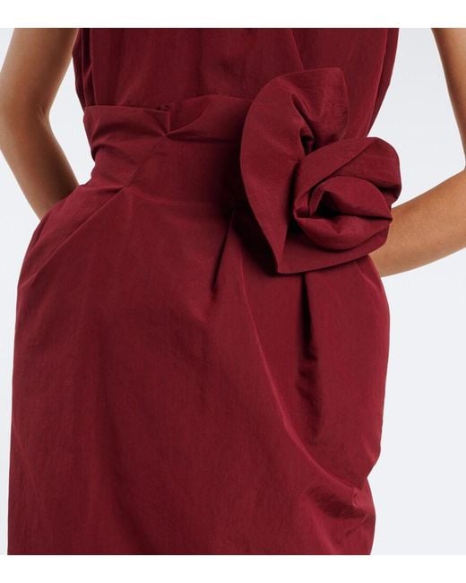 Magda Butrym Red Floral-Applique Cotton And Silk Midi Skirt