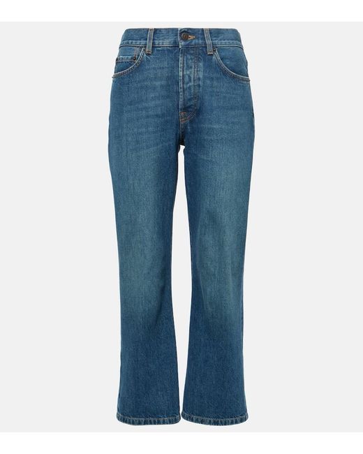 The Row Blue Lesley Mid-rise Cropped Straight Jeans