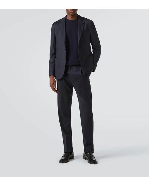 Pantalones Rectos De Lana Y Cachemir Lardini de hombre de color Blue