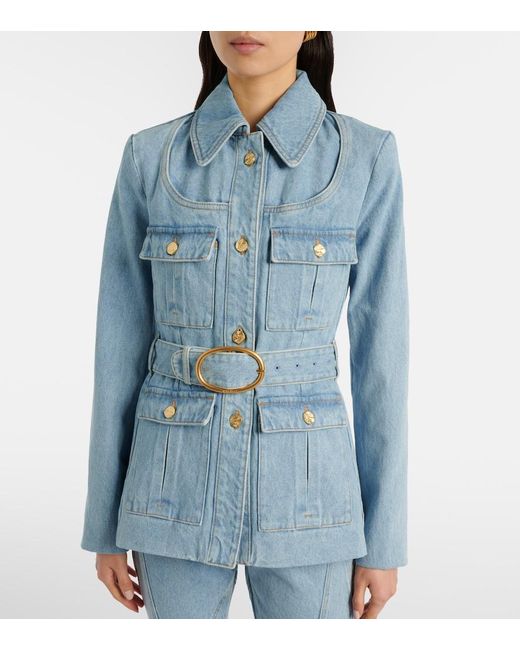 Nina Ricci Blue Belted Denim Jacket