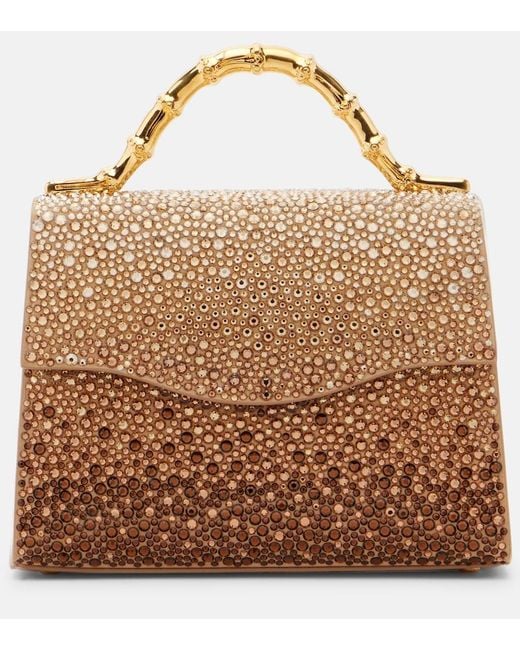 Elie Saab Brown Coquette Embellished Top-Handle Bag