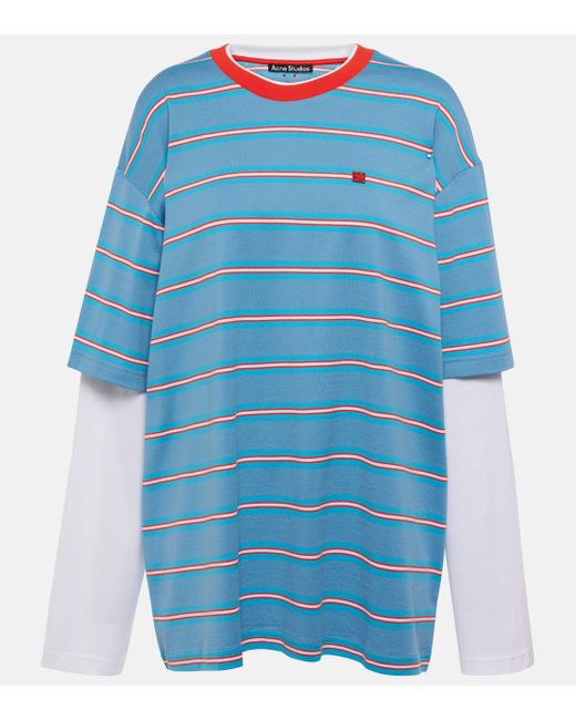 Acne Blue Eeve Striped Cotton Jersey T-shirt