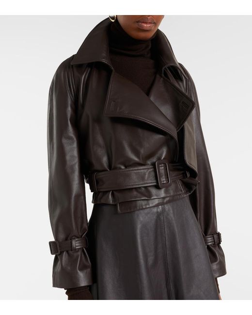 Nour Hammour Black Hatti Cropped Leather Jacket