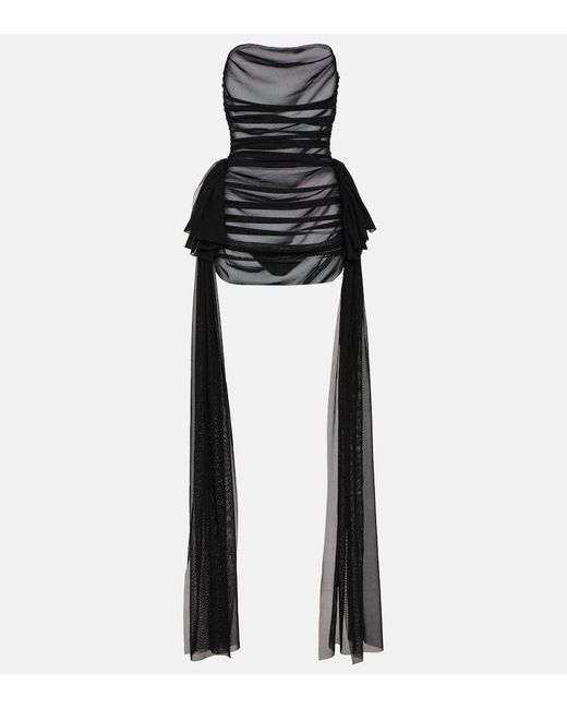 Vestido corto de malla translucida Norma Kamali de color Black