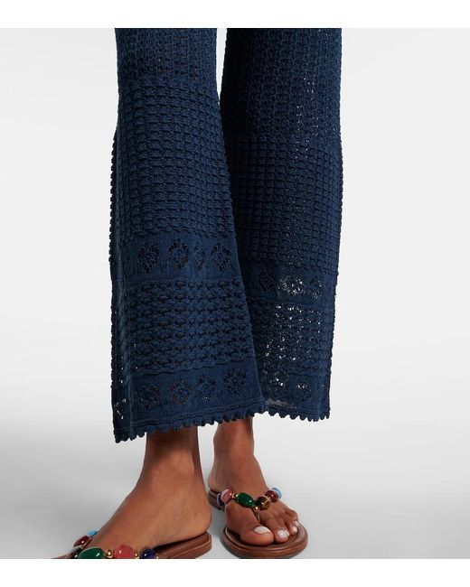 Eres Blue Embleme Open-Knit Straight Pants