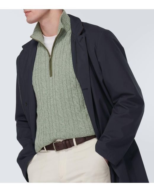 Loro Piana Green Treccia Cable-knit Cashmere Sweater for men