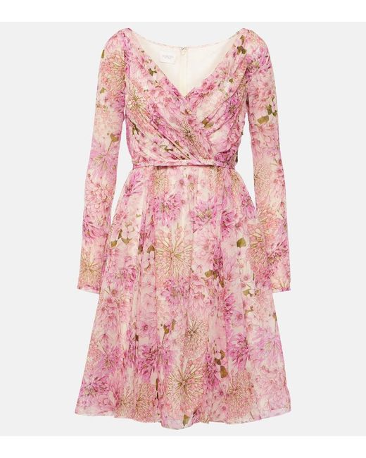 Vestido corto de georgette de seda Giambattista Valli de color Pink