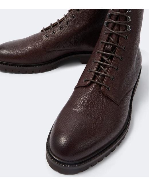Brunello Cucinelli Brown Leather Lace-Up Boots for men