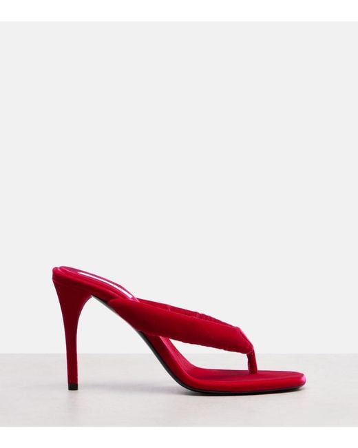Alaïa Red Velvet Thong Sandals