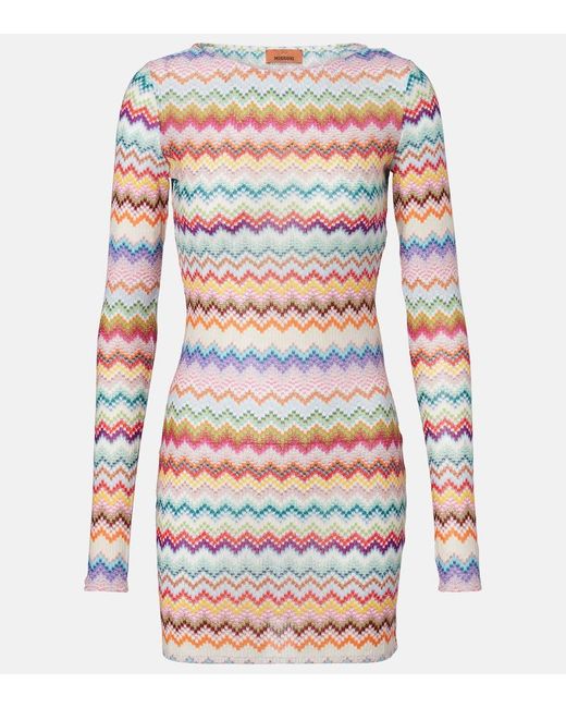 Abito Corto A Zig-Zag Con Lame di Missoni in Multicolor