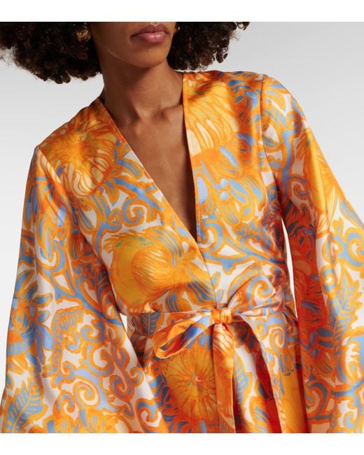 LaDoubleJ Orange Printed Silk Minidress