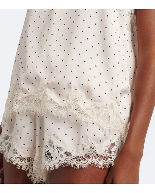 Faithfull The Brand White Marisol Lace-Trimmed Polka-Dot Satin Camisole