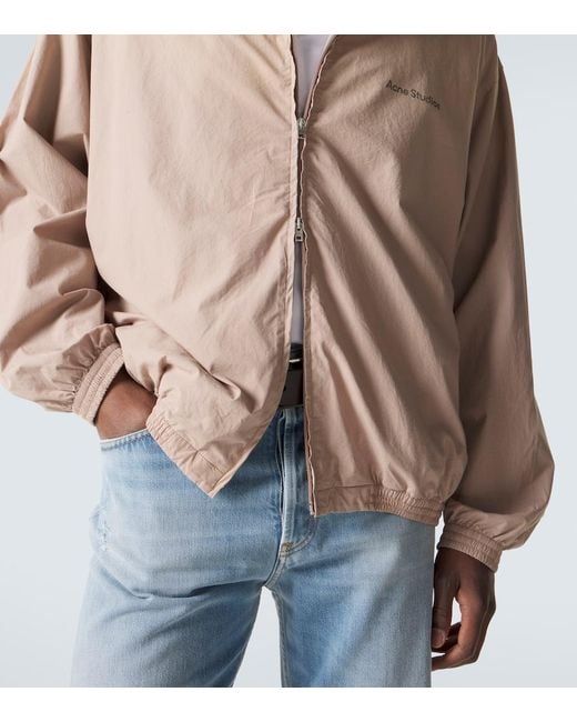 Acne Pink Logo Cotton Poplin Blouson Jacket for men