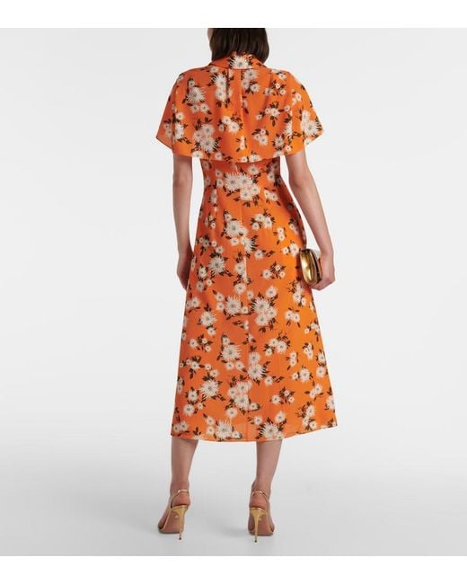 Emilia Wickstead Orange Florencia Floral Crepe Georgette Shirtdress