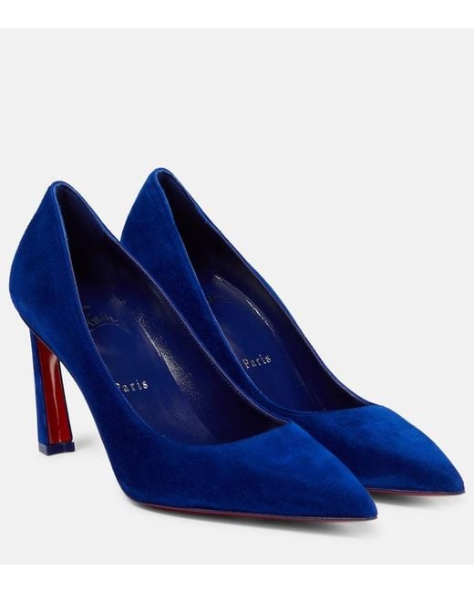 Christian Louboutin Blue Condora 85 Suede Pumps