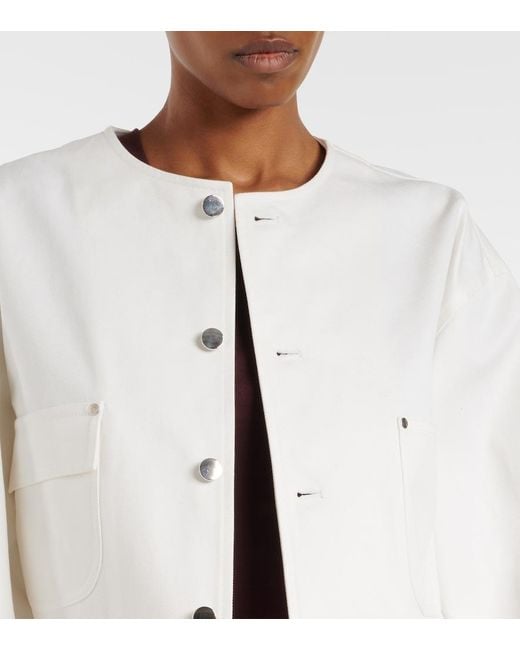 Plan C White Sequined Cotton Drill Jacket