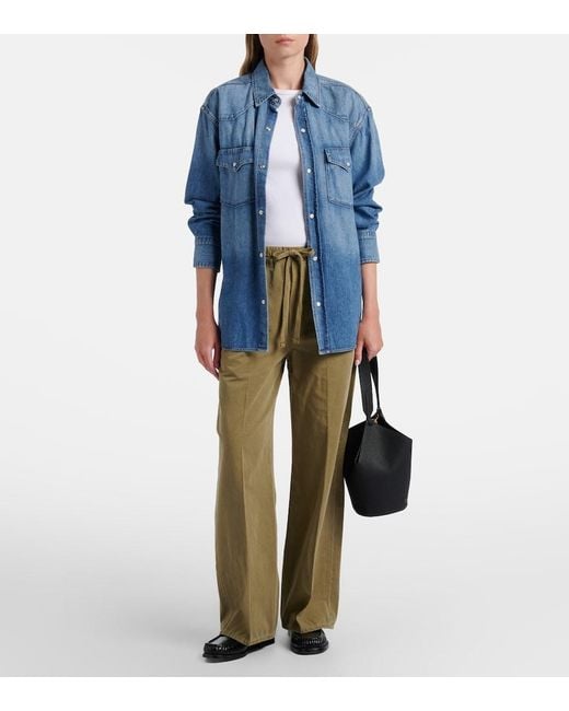 Citizens of Humanity Natural Aurora Cotton And Linen Wide-Leg Pants