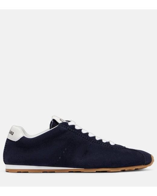 Miu Miu Blue Sneakers Plume Aus Veloursleder
