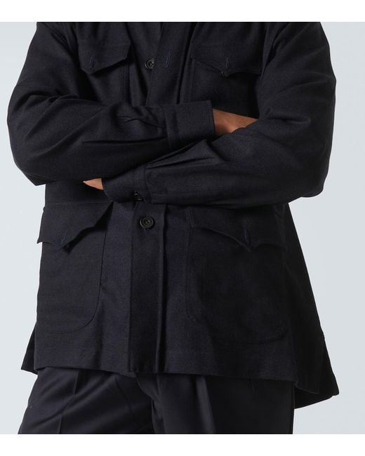 Rubinacci Blue Wool Overshirt for men