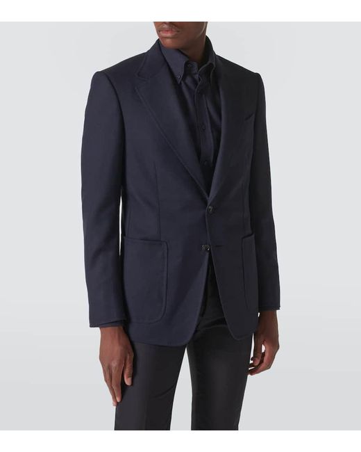 Tom Ford Anzugjacke Aus Wolle, Mohair Und Seide in Blue für Herren