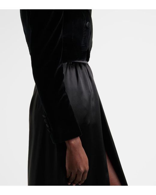 Dolce & Gabbana Black Cropped Velvet Tuxedo Jacket