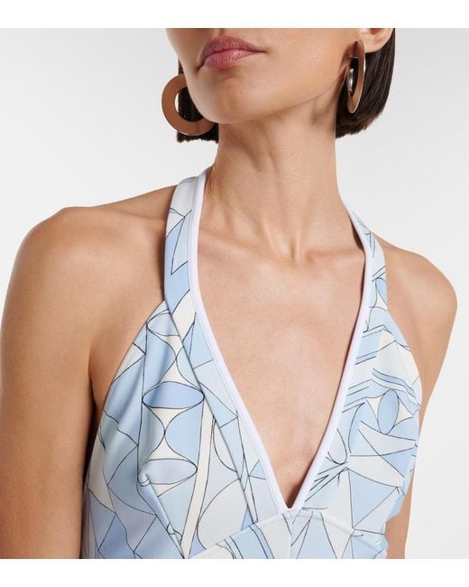 Emilio Pucci Blue Manuba Halterneck Jersey Romper